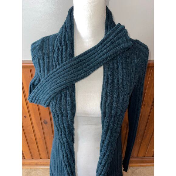 Womens Hekla & Co Dark Teal Wool‎ Blend Open Front Cardigan Sweater Size Large - Picture 3 of 8